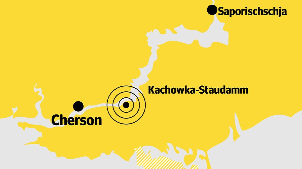 Karte: Staudamm Kachowka bei Cherson