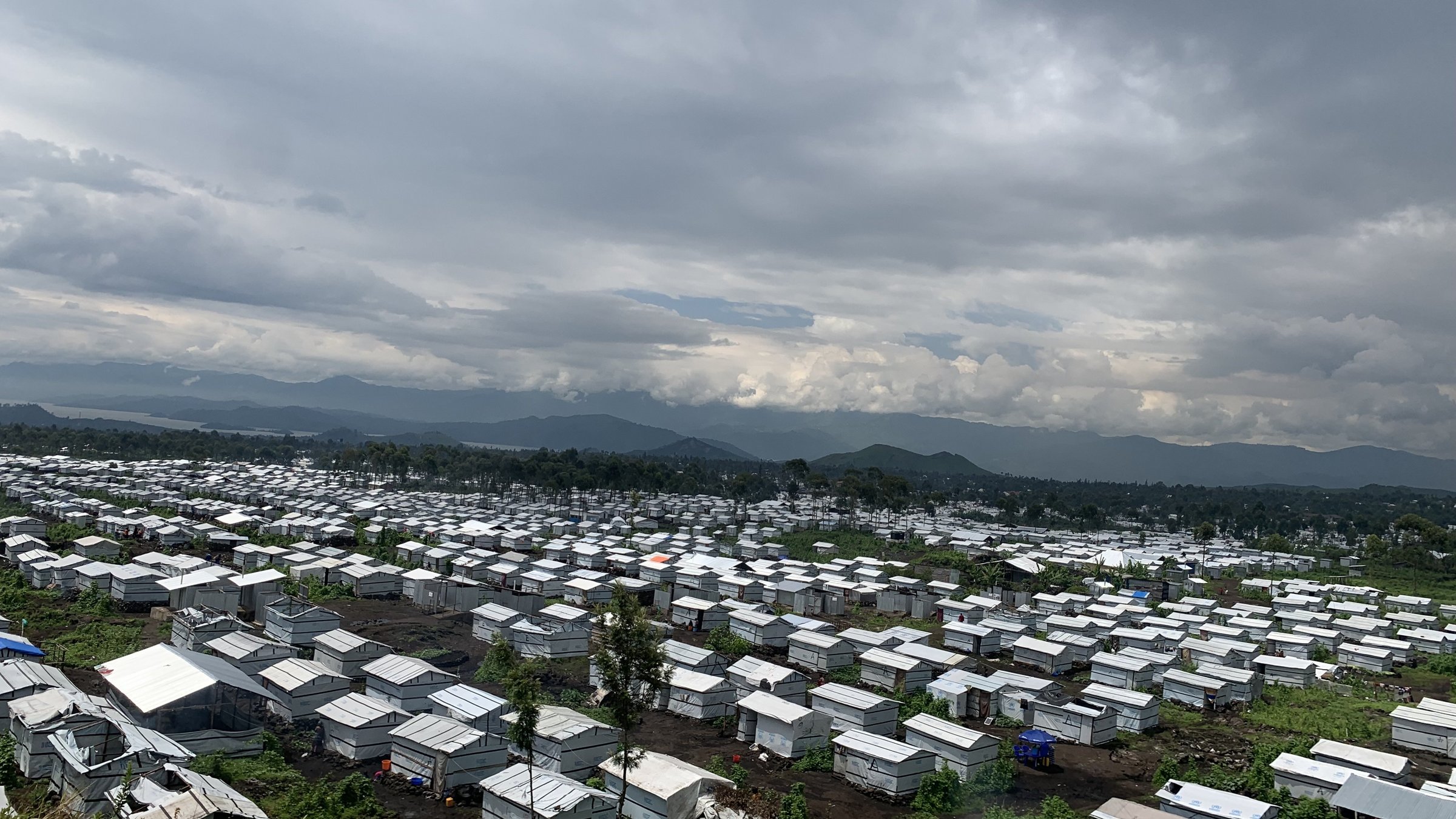 Aerial view of a refugee camp in the Congo