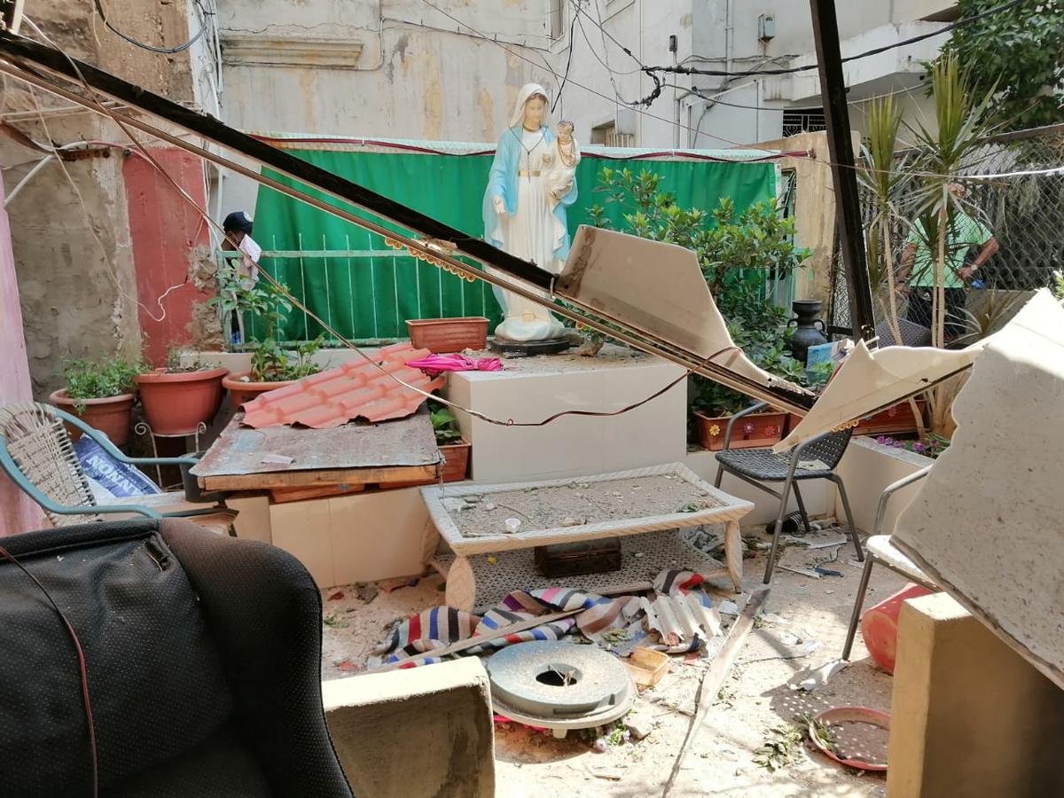 Spenden Libanon: Zerstörtes Gebäude nach Explosion in Beirut