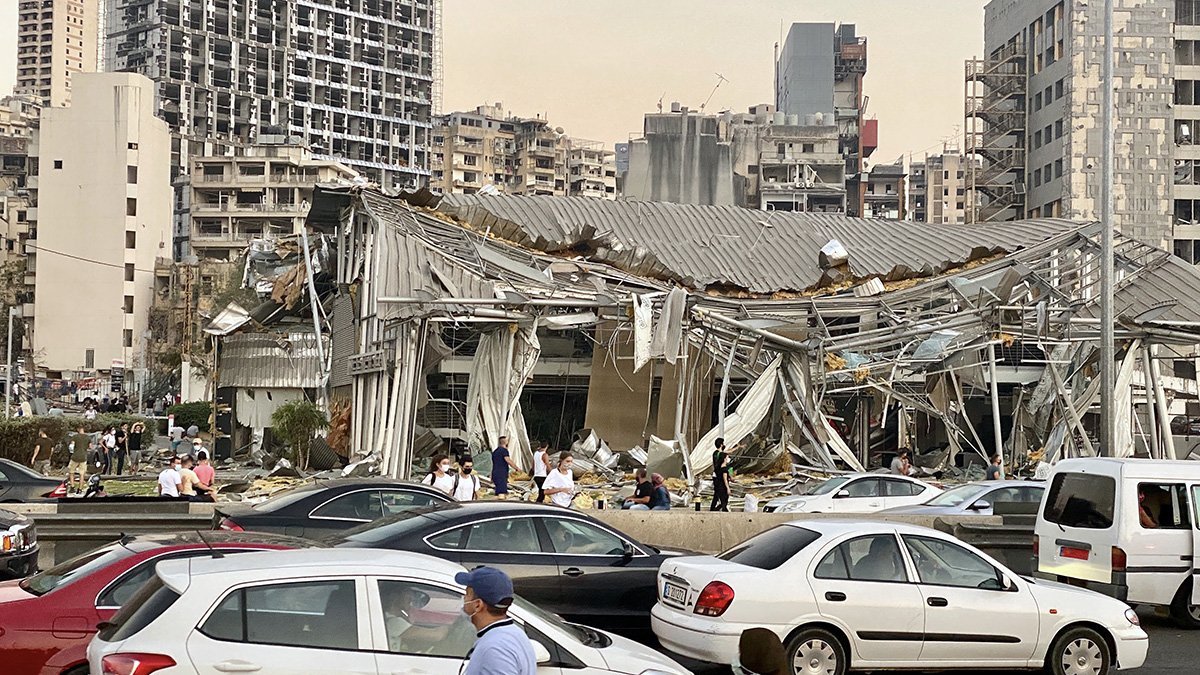 Eingestürzte Gebäude nach der Explosion in Beirut.