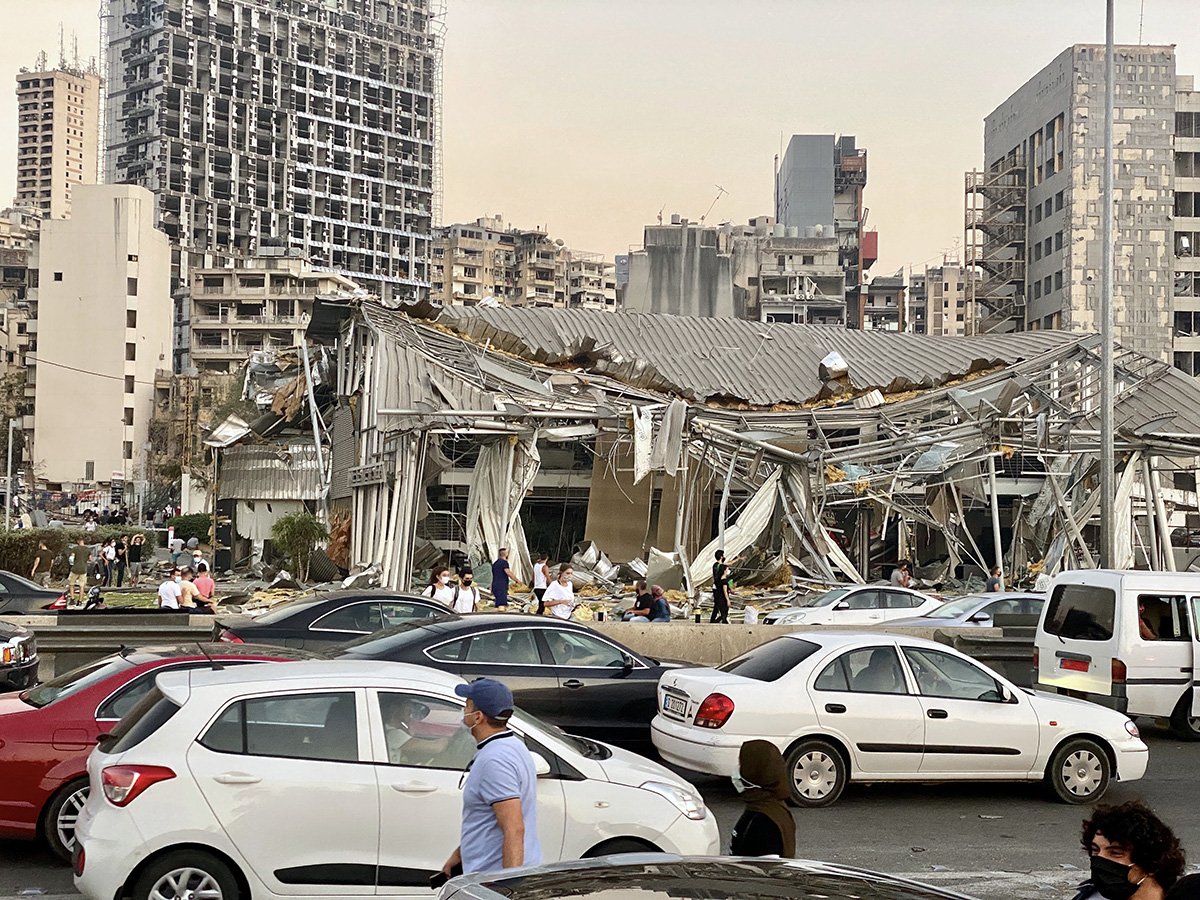 Eingestürzte Gebäude nach der Explosion in Beirut.