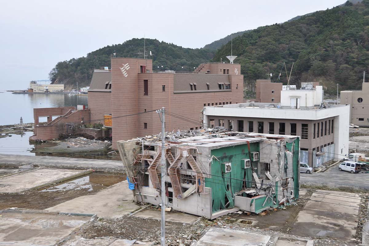 Weggespültes Haus nach Tsunami in Japan 2011